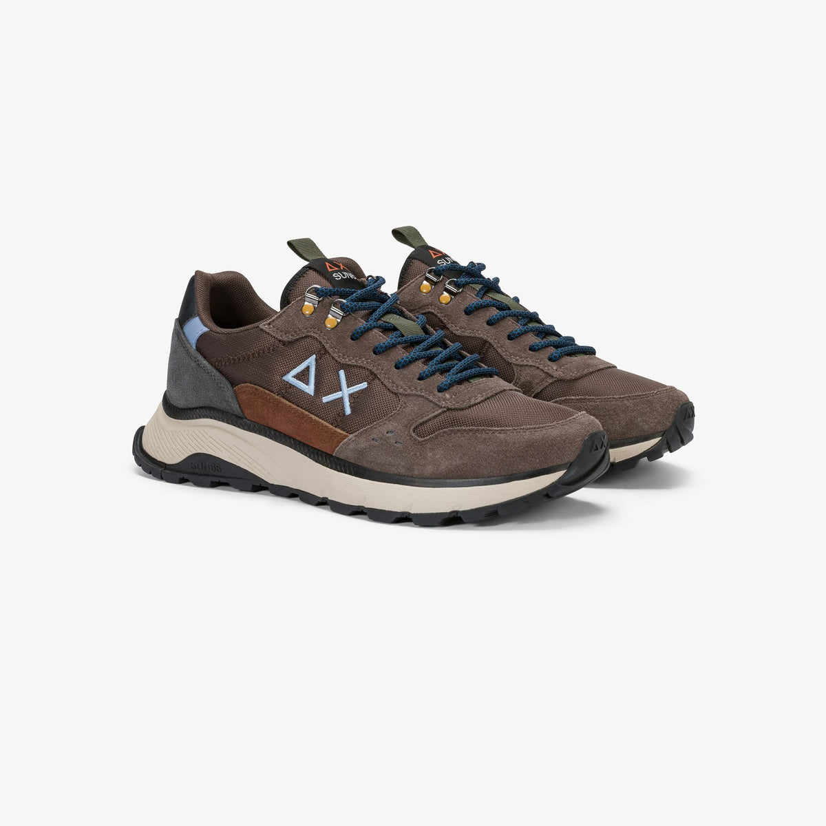 SUN 68 SCARPE Sneaker Fire & Camping in suede e nylon marrone Z46138
