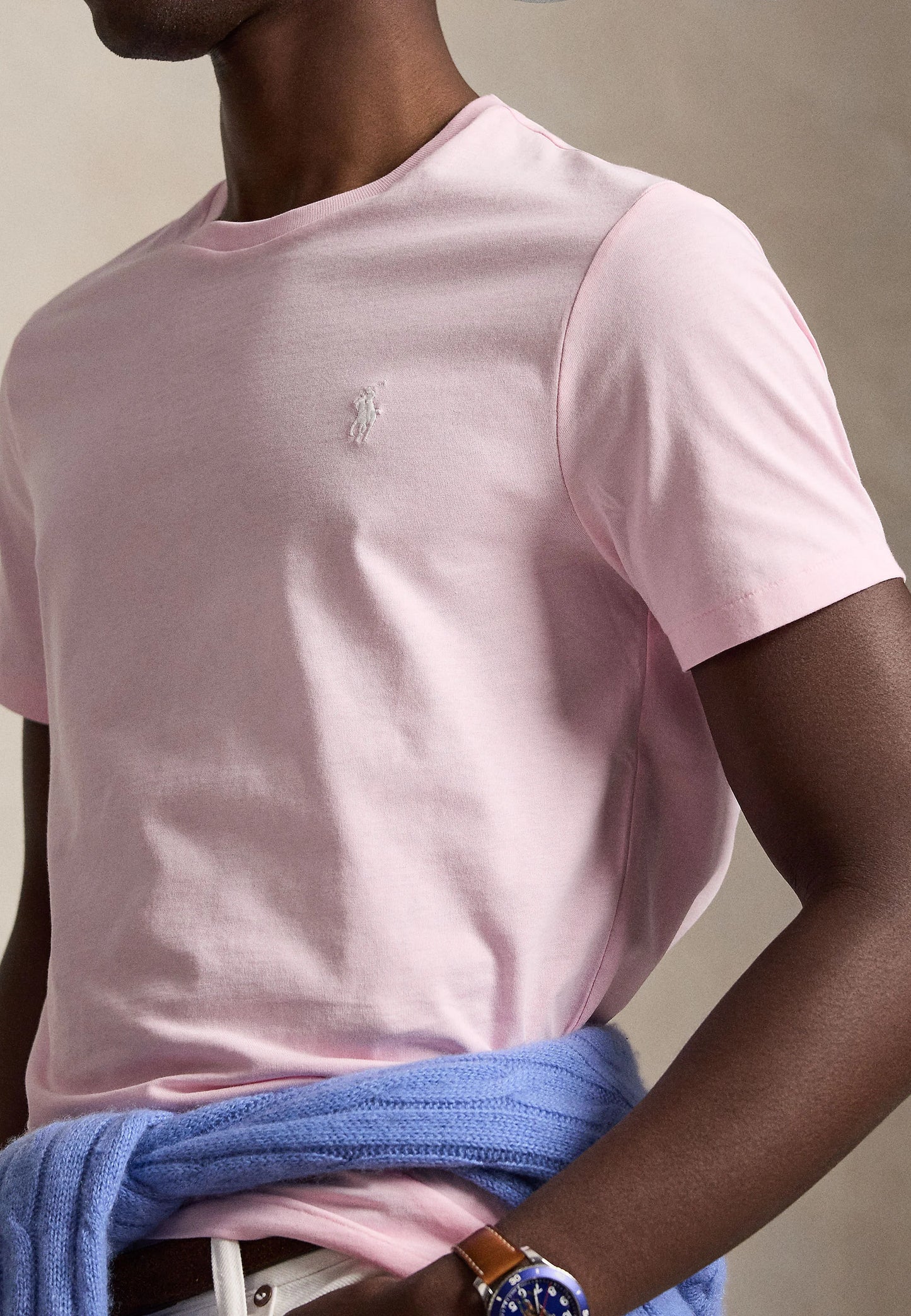T-SHIRT RALPH LAUREN MAGLIETTA IN JERSEY CUSTOM SLIM FIT ROSA