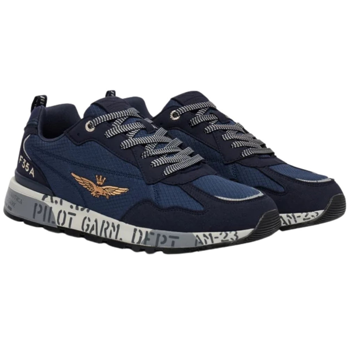 SCARPE UOMO AERONAUTICA MILITARE SNEAKERS IN MESH CON SUOLA STAMPATA BLU