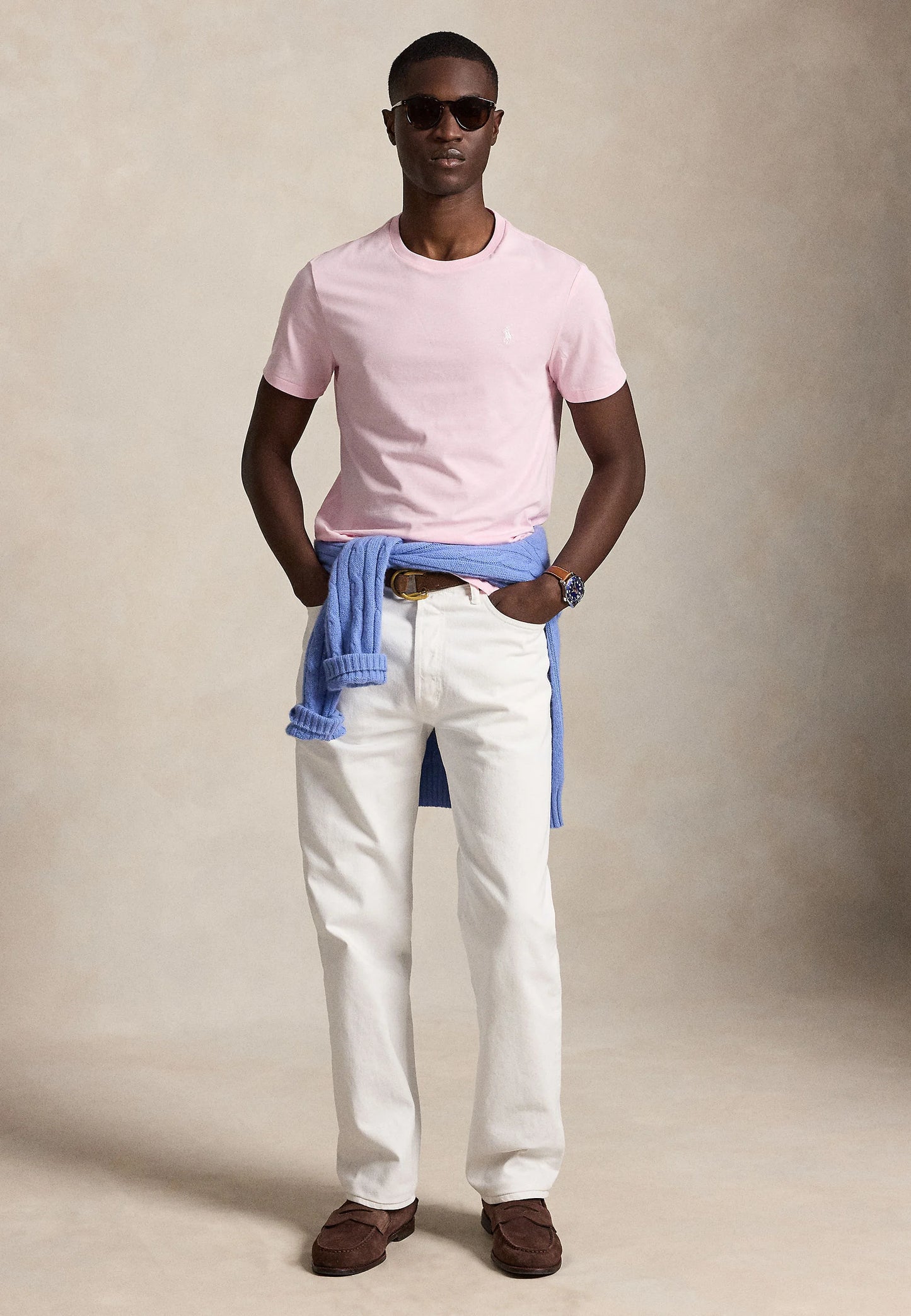 T-SHIRT RALPH LAUREN MAGLIETTA IN JERSEY CUSTOM SLIM FIT ROSA