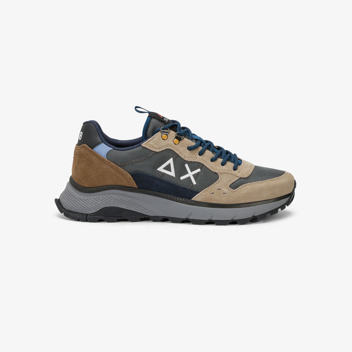 SUN 68 SCARPE Sneaker Fire & Camping in suede e nylon beige scuro Z46138