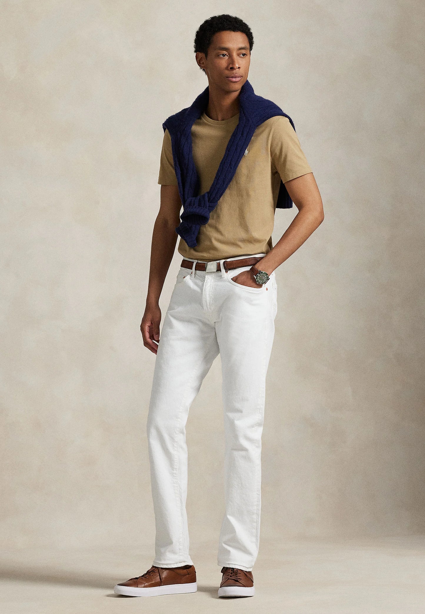 T-SHIRT RALPH LAUREN MAGLIETTA IN JERSEY CUSTOM SLIM FIT CAFFE'