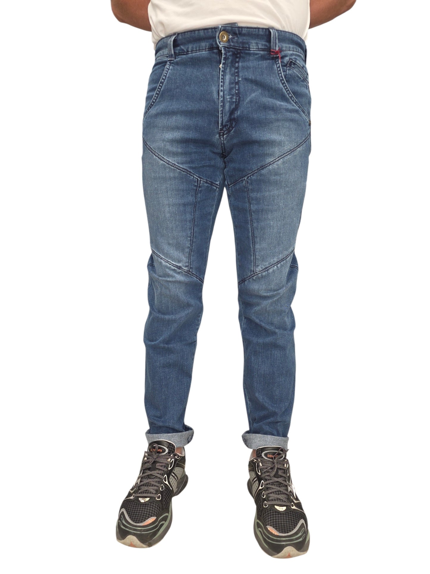 JEANS UOMO 9.2 CARLO CHIONNA ICONICO 5 TASCHE SLIM FIT BLU MEDIO