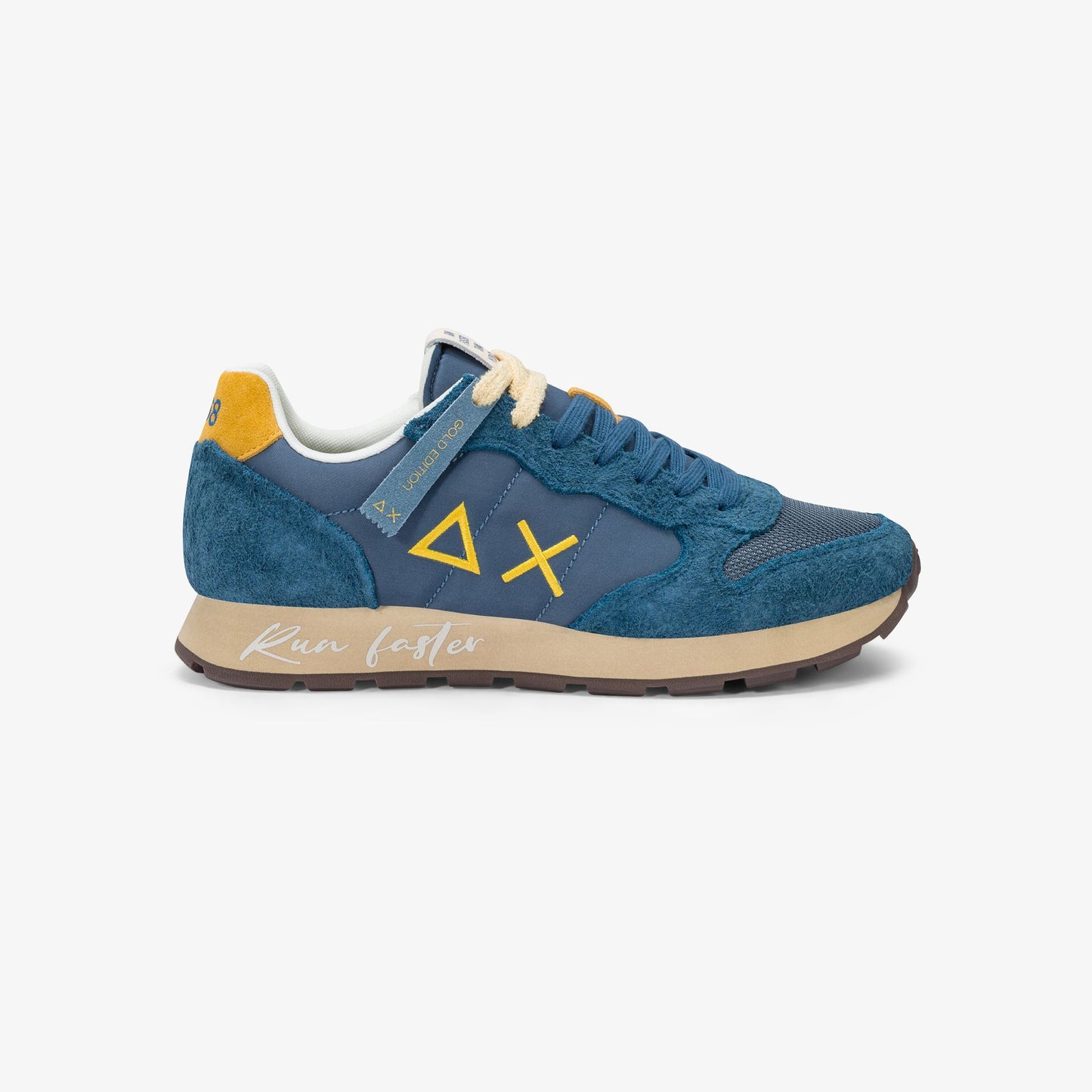SUN 68 SCARPE Sneaker Tom Vintage in nylon e suede blu avio scuro