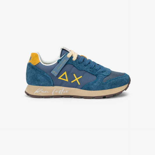 SUN 68 SCARPE Sneaker Tom Vintage in nylon e suede blu avio scuro
